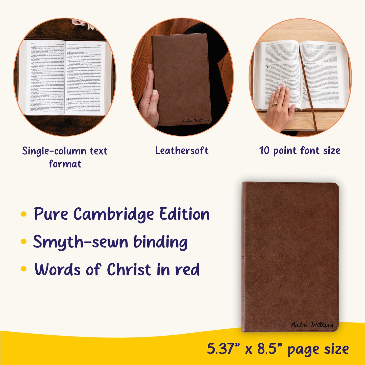 Personalized KJV Bible with Name Engraved, Single-Column Personal Size Bible, Custom Bible Engraved Name, King James Version, Baptism Gifts