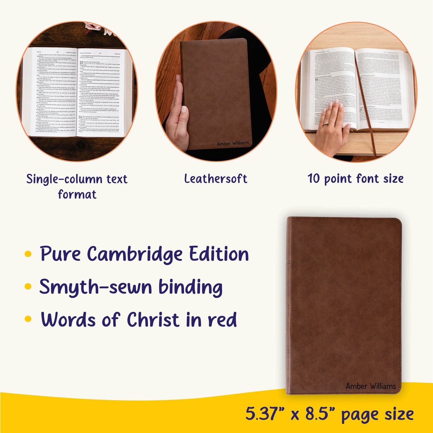 Personalized KJV Bible with Name Engraved, Single-Column Personal Size Bible, Custom Bible Engraved Name, King James Version, Baptism Gifts