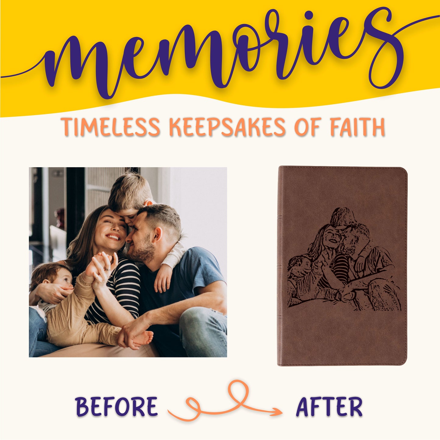 Personalized KJV Single-Column Bible, Your Photo Engraved, King James Version Custom Engraved Bible, Christian Gifts, Baptism Gifts