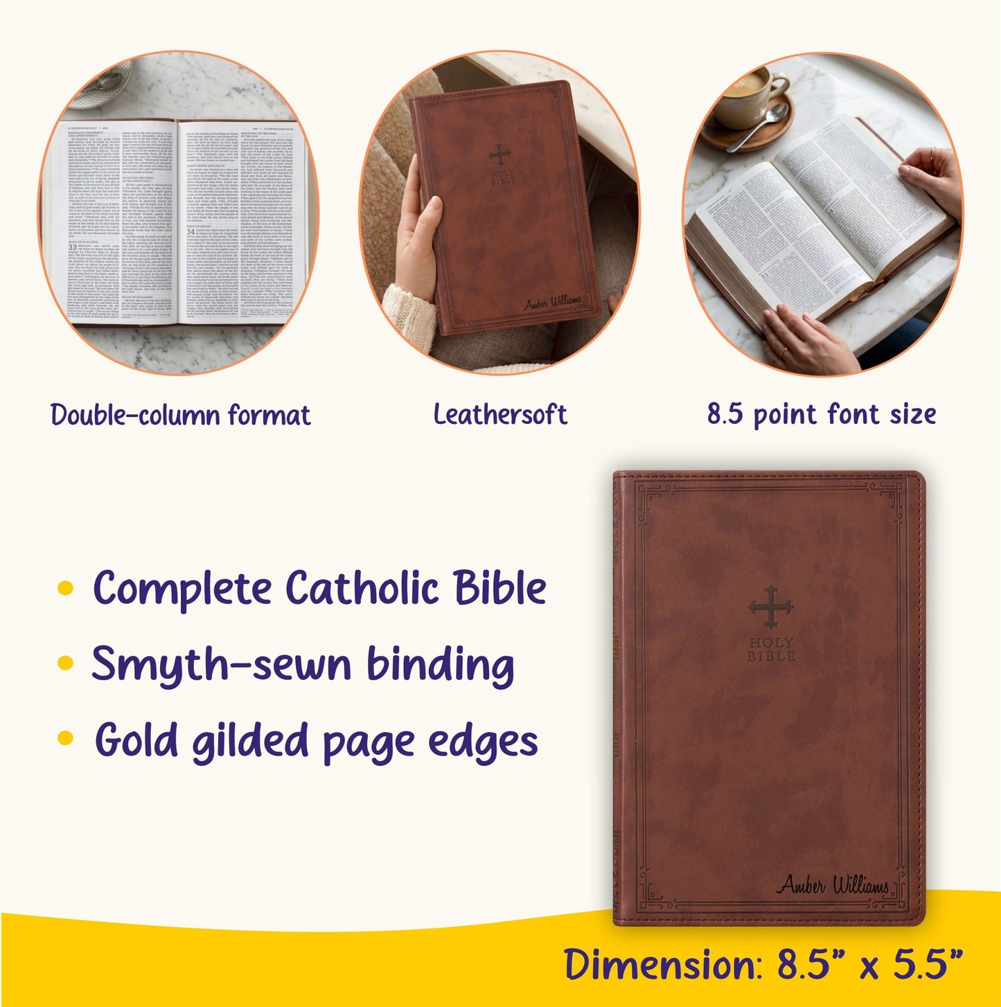 Personalized NRSV Bible Catholic Edition, Custom Bible Name Engraved, Complete Catholic Bible, Christian & Baptism Gift for Men or Women - Religious Books - Aylev