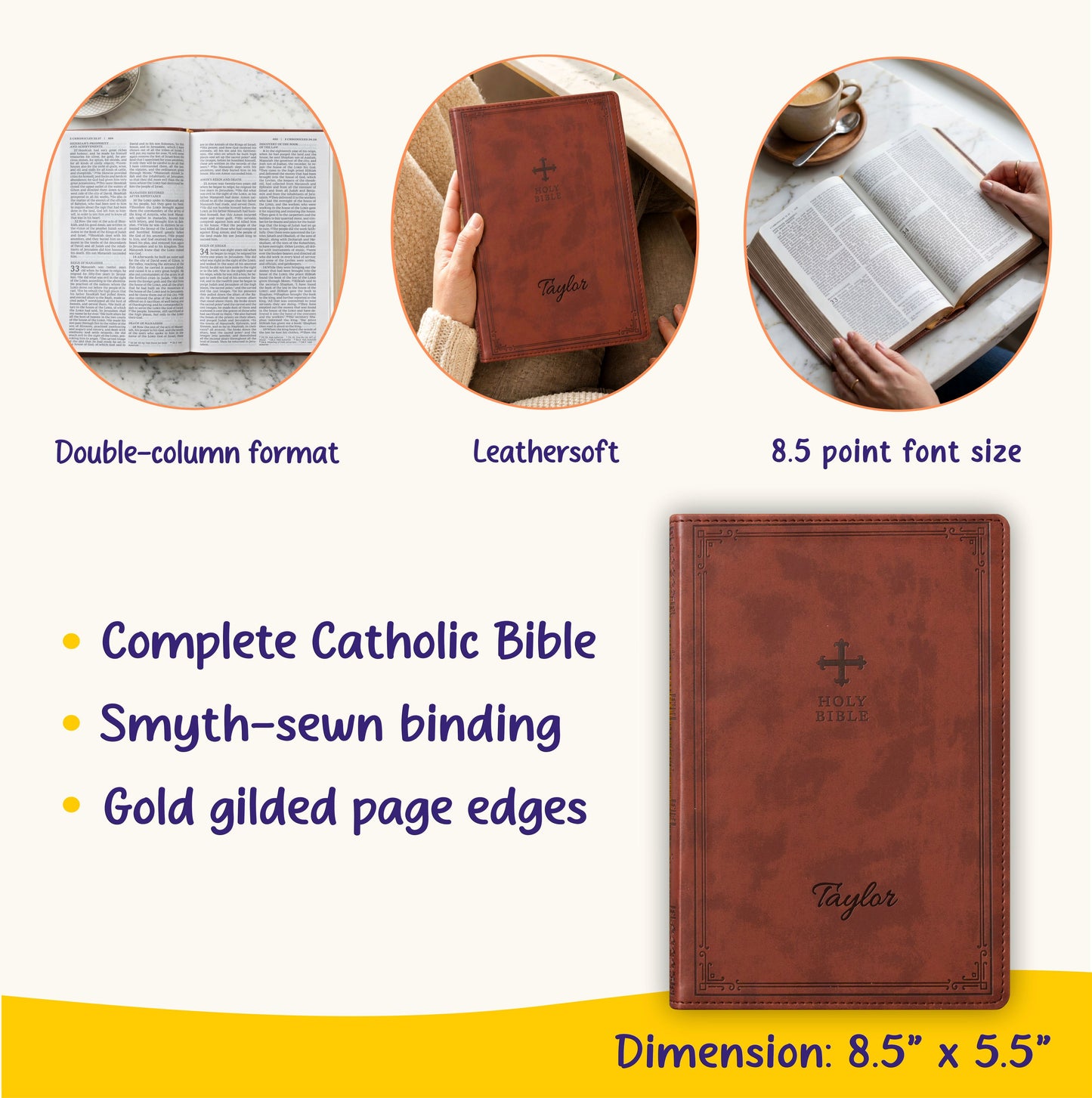 Personalized NRSV Bible Catholic Edition, Custom Name Engraved Gift for Communion Confirmation Baptism Wedding Graduation Gift for Him Her