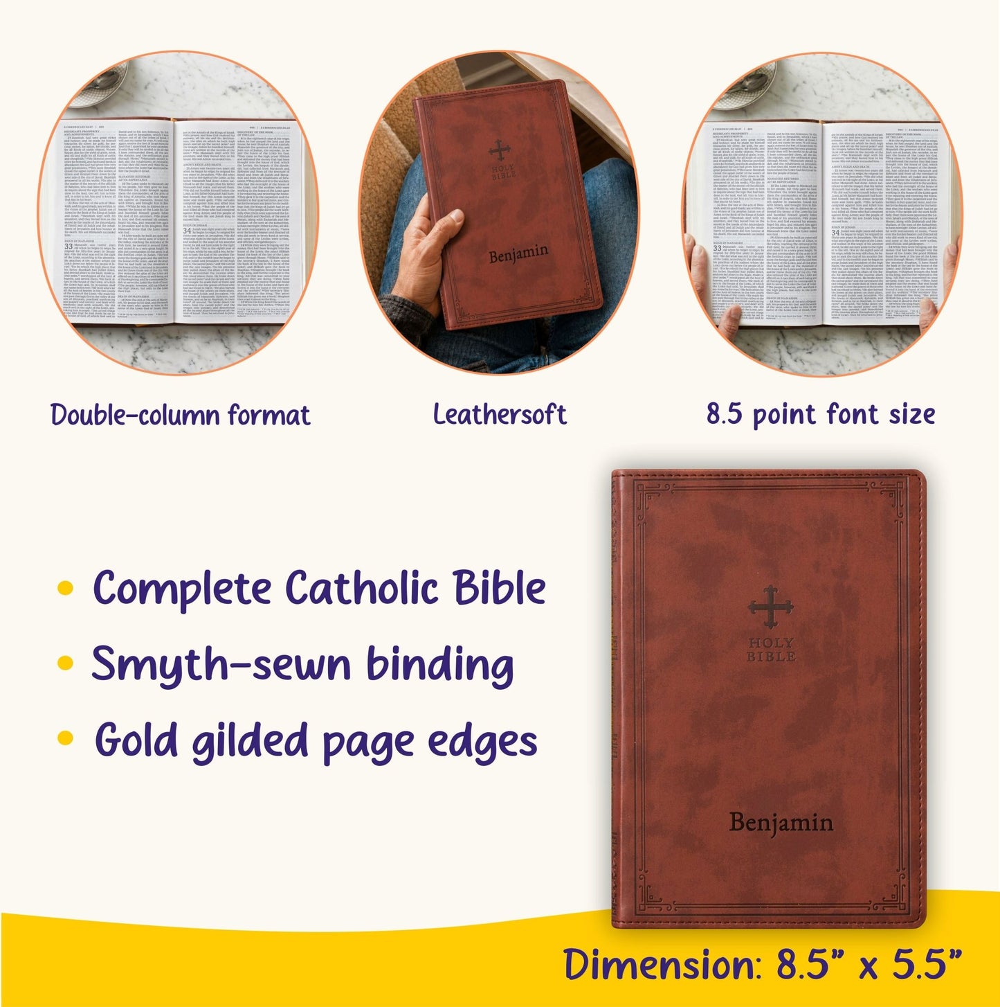 Personalized NRSV Bible Catholic Edition, Custom Name Engraved Gift for Communion Confirmation Baptism Wedding Graduation Gift for Him Her - Religious Books - Aylev