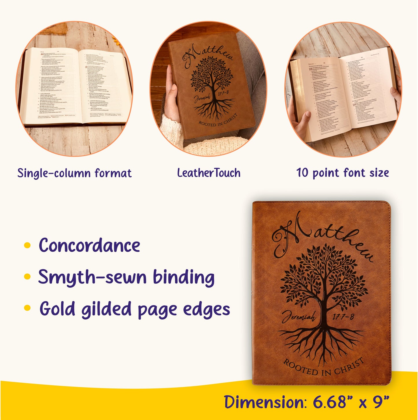 Personalized CSB Wide-Margin Bible, Custom Engraved Name, Rooted in Christ Tree Design, Christian Gift, Bible Gifts for Her, Gifts for Him