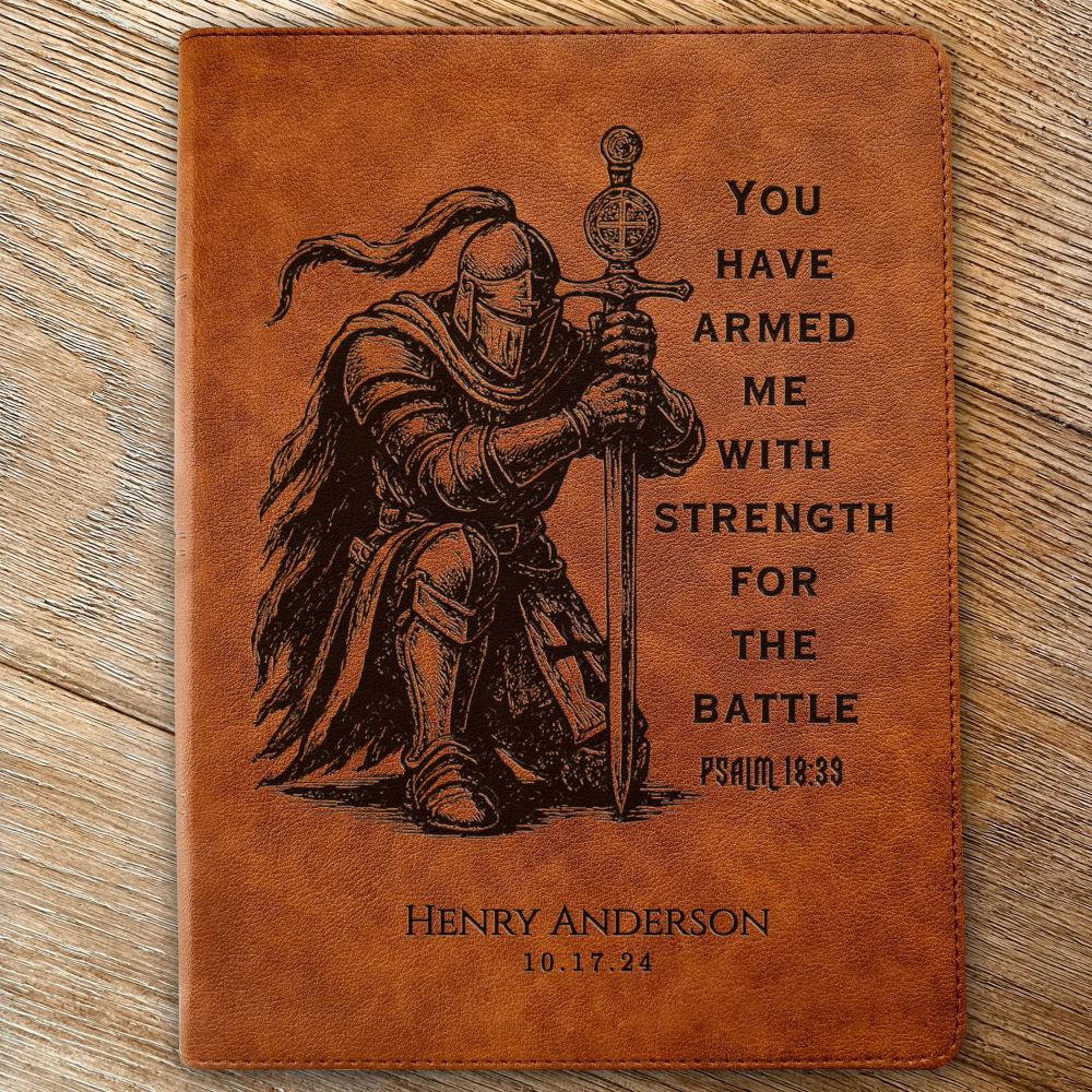 Personalized Bible for Men, CSB Wide-Margin, Customized Bible Engraved Name, Knight Warrior Design, Christian Gift, Bible Gifts for Him