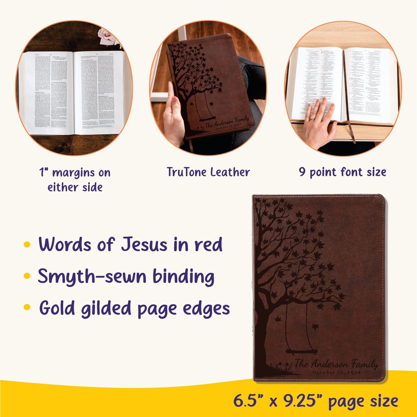 Personalized Family Tree Bible, Custom Engraved ESV Wide - Margin Reference Bible, Wedding Gifts, Christian Gifts, Family Bible for Wedding - Religious Books - Aylev