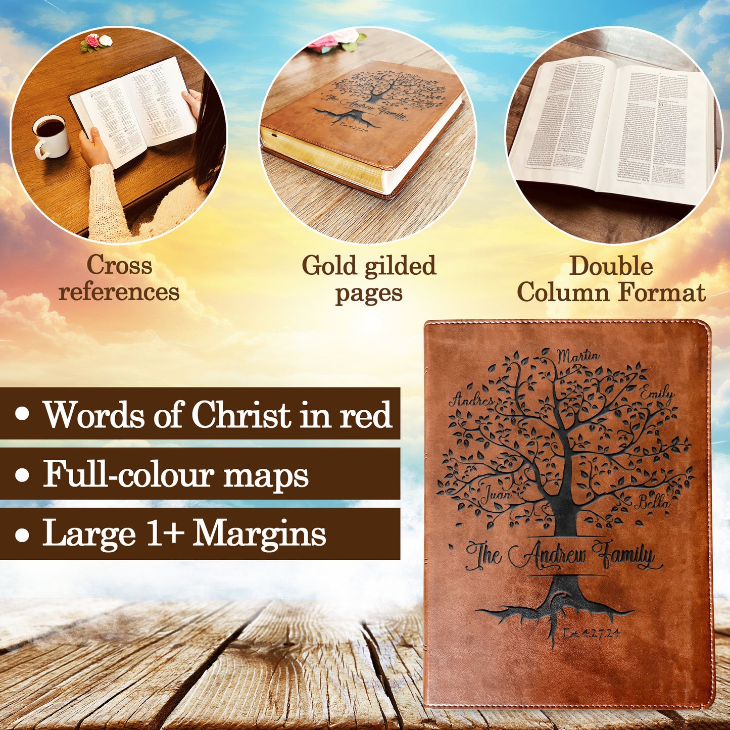 Personalized Family Bible | Custom ESV Family Bible | Engraved Family Bible Wedding Bible Christian Gifts Family Tree Bible for Wedding - Aylev