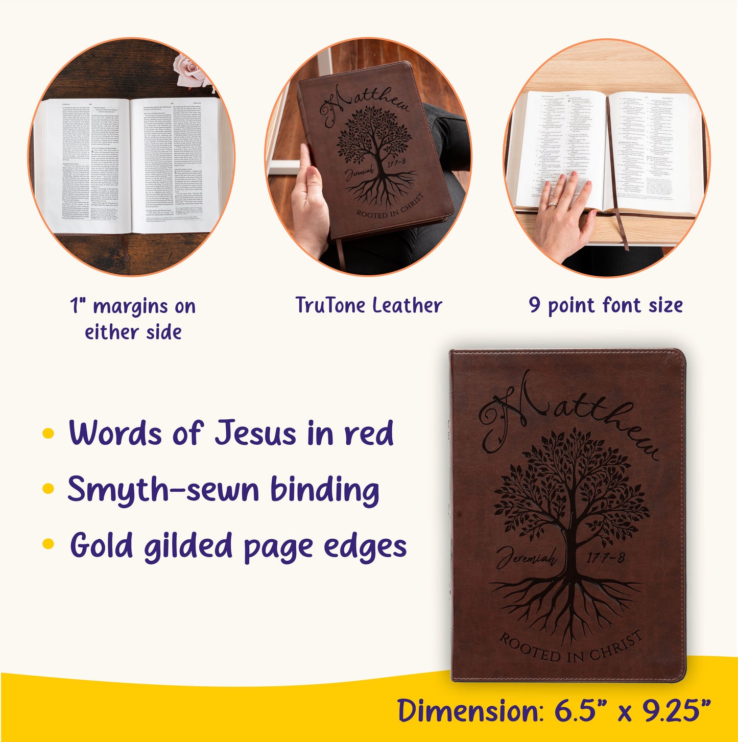 Personalized ESV Wide-Margin Bible, Custom Engraved Name, Rooted in Christ Tree Design, Christian Gift, Bible Gifts for Her, Gifts for Him