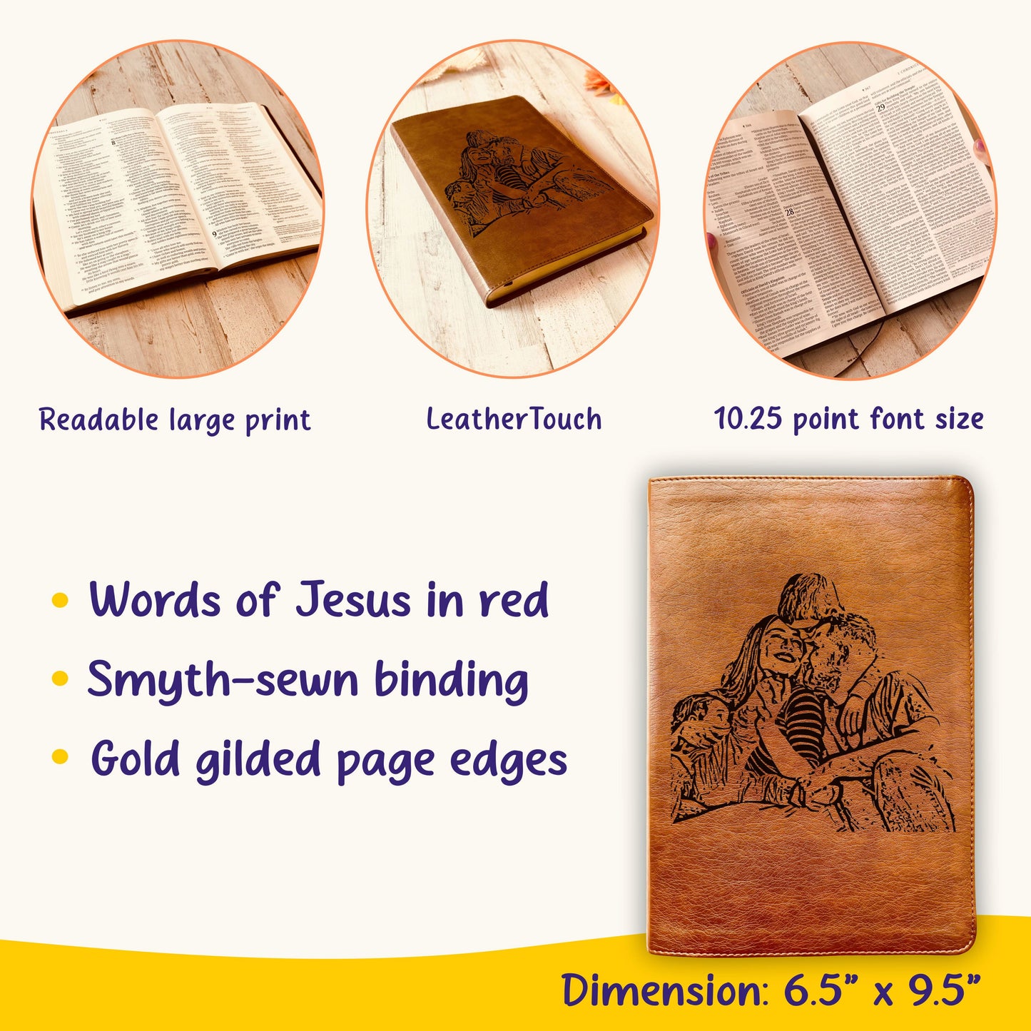 Personalized NLT Large Print Bible – Custom Photo Engraved Cover, Filament-Enabled, Christian Gift for Baptism, Wedding, or Confirmation