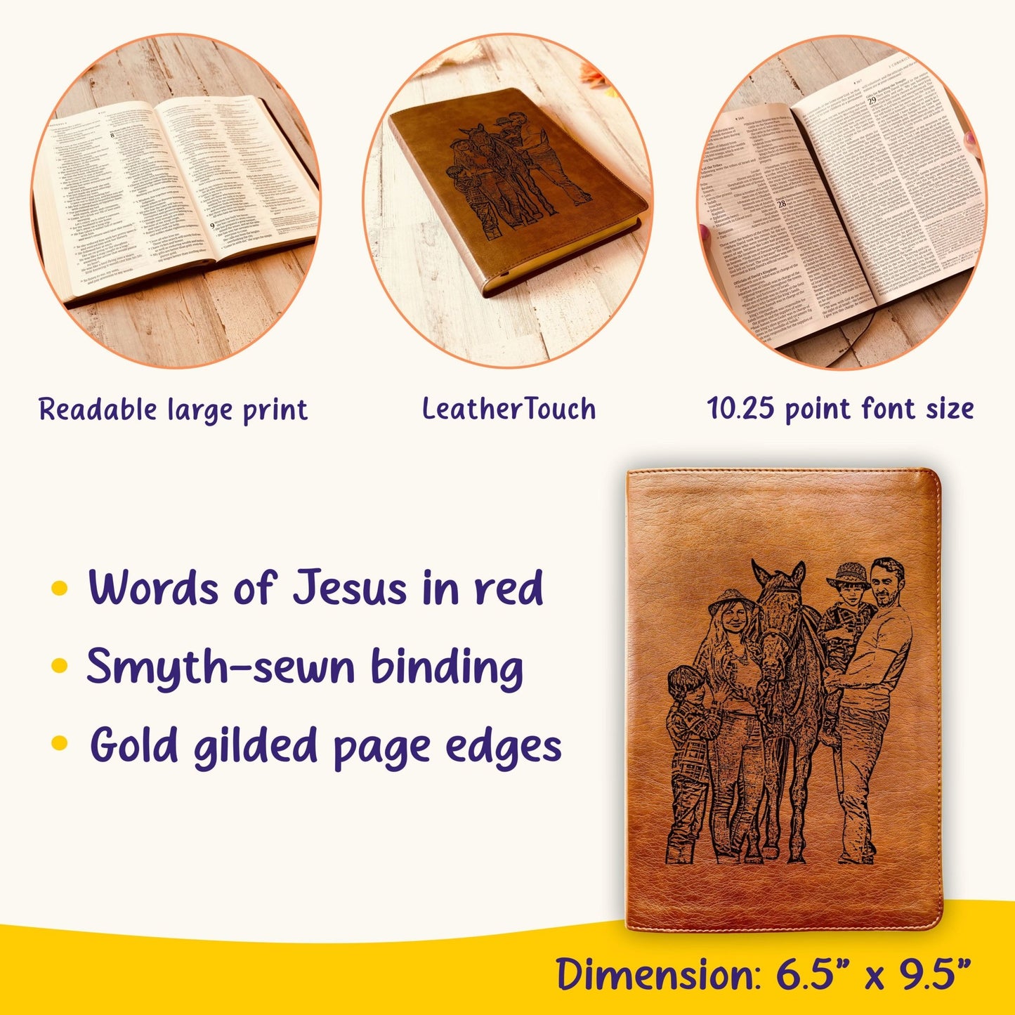Personalized NLT Large Print Bible – Custom Photo Engraved Cover, Filament - Enabled, Christian Gift for Baptism, Wedding, or Confirmation - Religious Books - Aylev