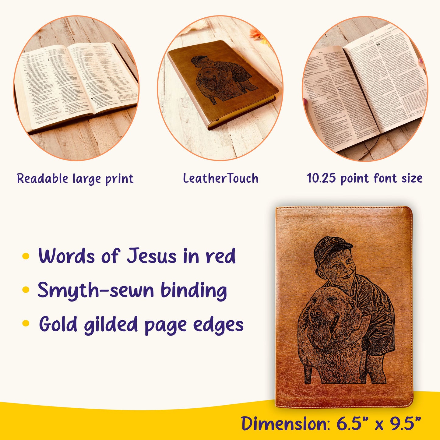 Personalized NLT Large Print Bible, Your Photo Engraved, Custom Bible Gift, Filament Enabled, Christian Gifts, Baptism Gifts, Wedding Gifts