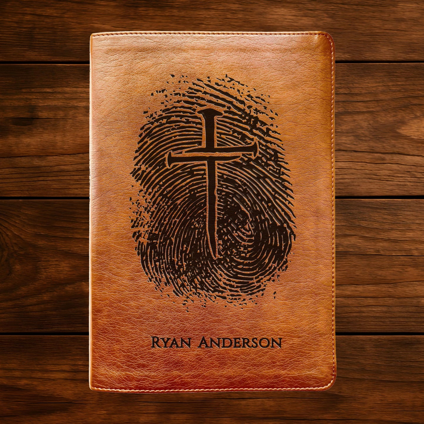 Personalized NLT Bible, Custom Engraved Fingerprints & Cross Bible with Name, NLT Large Print Bible, Gift for Baptism, Wedding, Confirmation