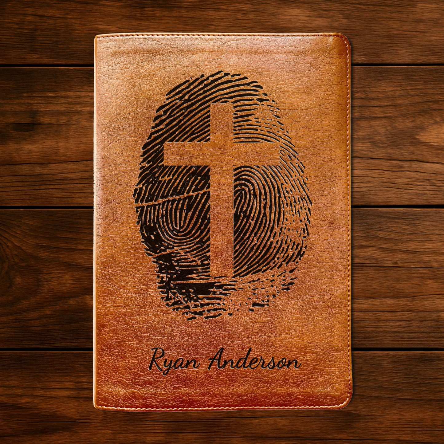 Personalized NLT Bible, Custom Engraved Fingerprints & Cross Bible with Name, NLT Large Print Bible, Gift for Baptism, Wedding, Confirmation