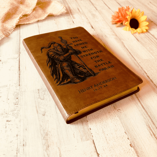 Personalized Bible for Men, NLT Reference Bible, Customized Bible Engraved Name, Knight Warrior Design, Christian Gift, Bible Gifts for Him - Religious Books - Aylev