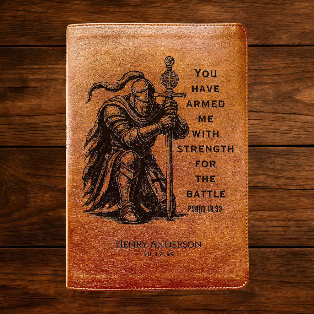 Personalized Bible for Men, NLT Reference Bible, Customized Bible Engraved Name, Knight Warrior Design, Christian Gift, Bible Gifts for Him