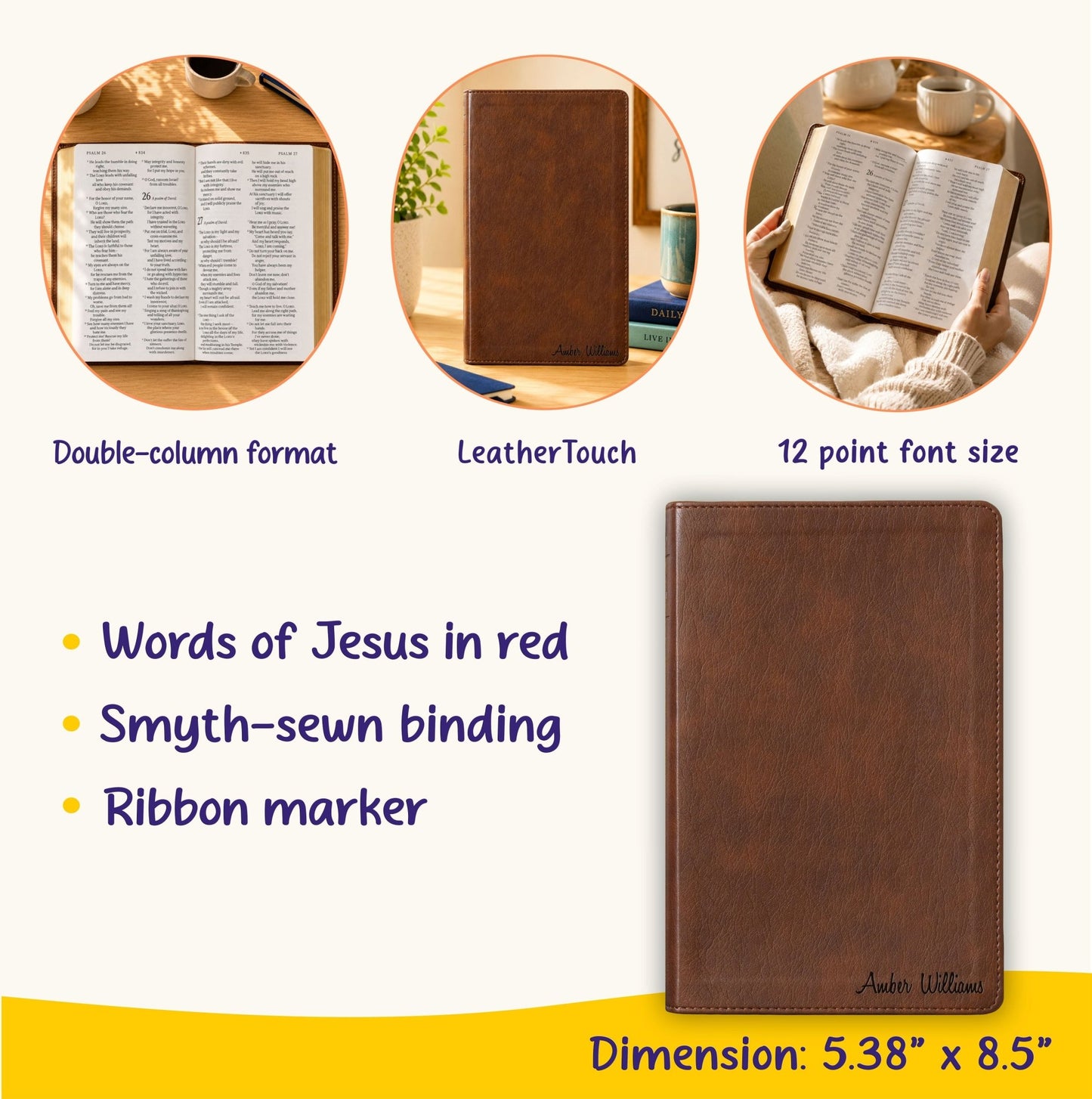Personalized NLT Giant Print Bible, Personal Size New Living Translation, Custom Bible Engraved Name, Christian Baptism Gift for Men & Women - Religious Books - Aylev