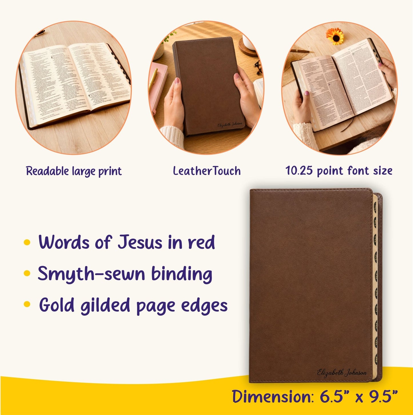 Personalized NLT Bible with Name Engraved, Large Print Thinline Reference Bible, Custom Engraved Name, Baptism Gift, Wedding Gift - Religious Books - Aylev