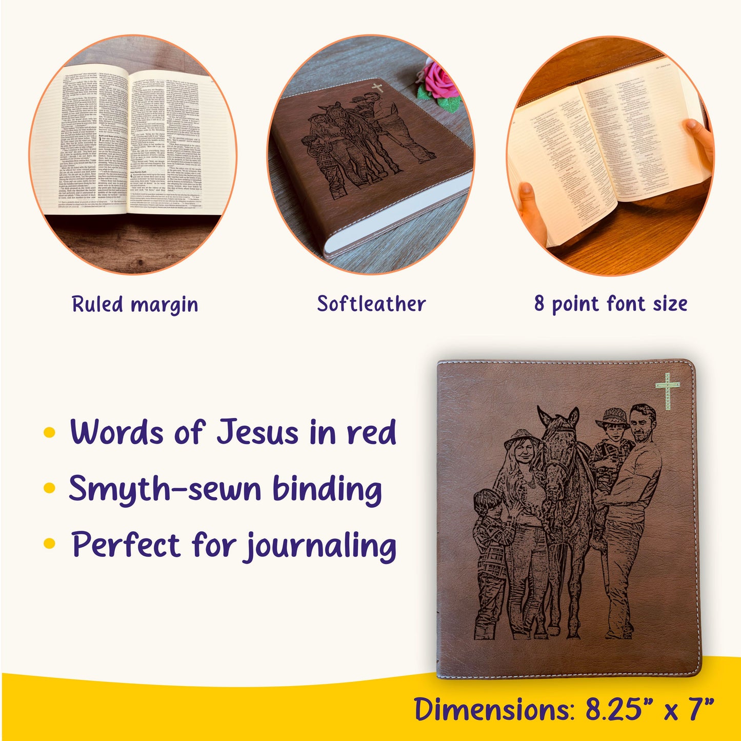 Personalized NIV Journaling Bible, Photo Engraved Cover, Custom Bible for Note Taking, Christian Gift, Baptism Gift, Custom Engraved Bible