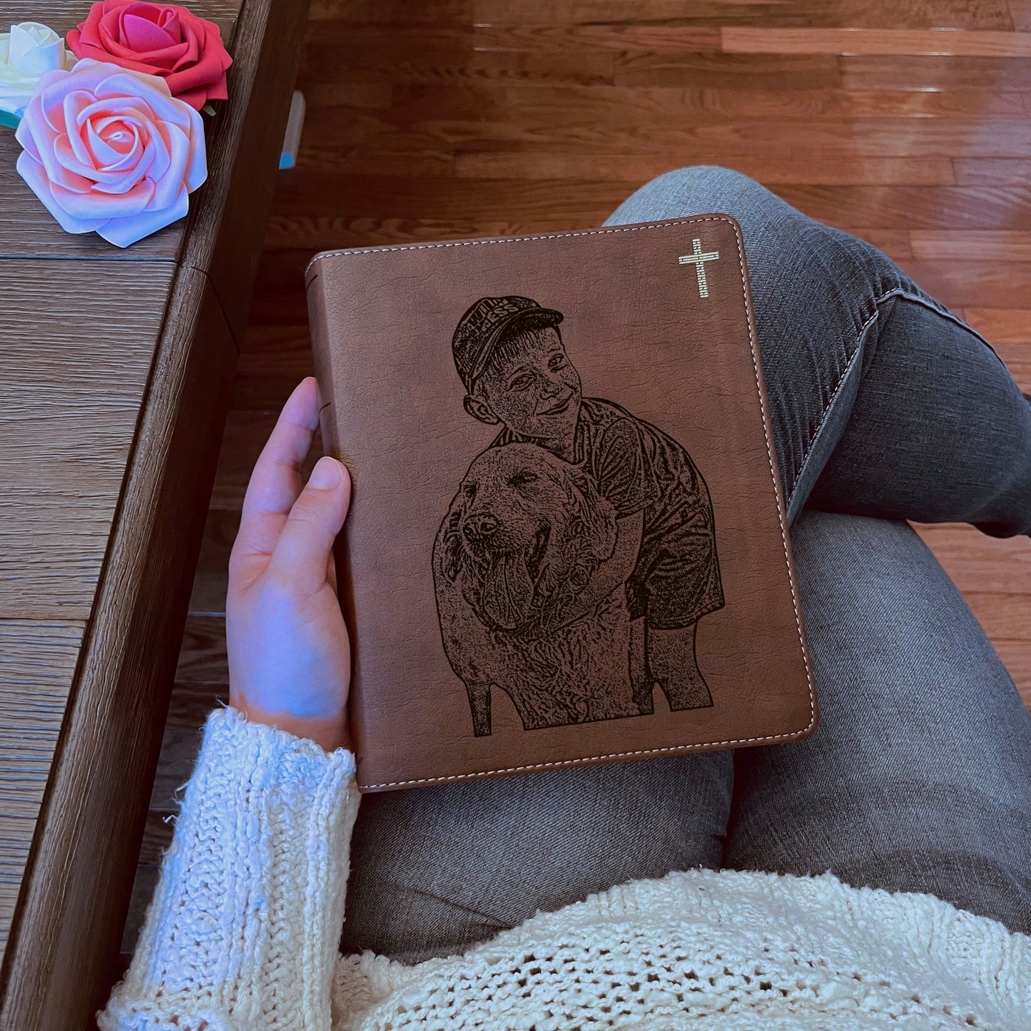 Personalized NIV Journaling Bible, Photo Engraved Cover, Custom Bible for Note Taking, Christian Gift, Baptism Gift, Custom Engraved Bible