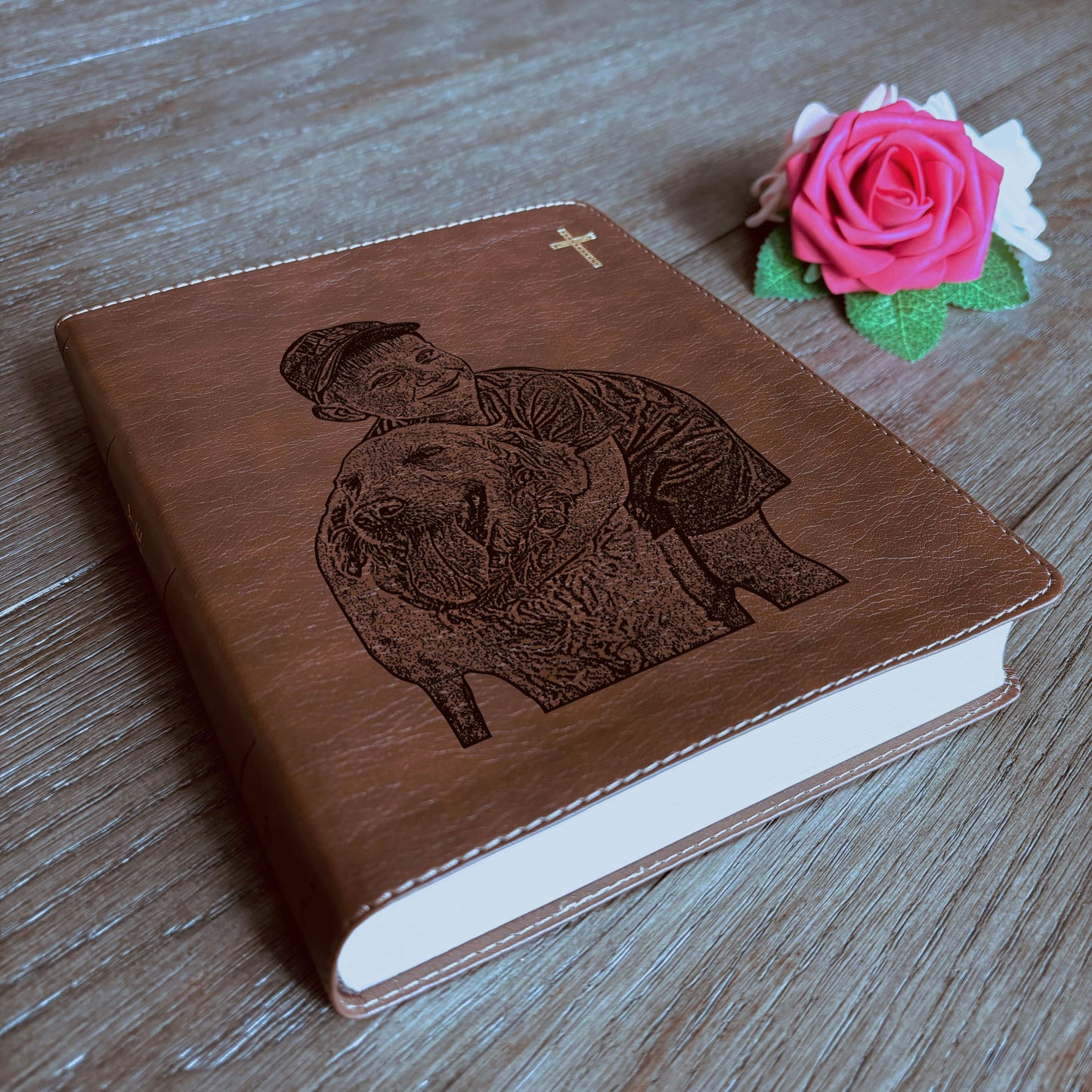 Personalized NIV Journaling Bible, Photo Engraved Cover, Custom Bible for Note Taking, Christian Gift, Baptism Gift, Custom Engraved Bible