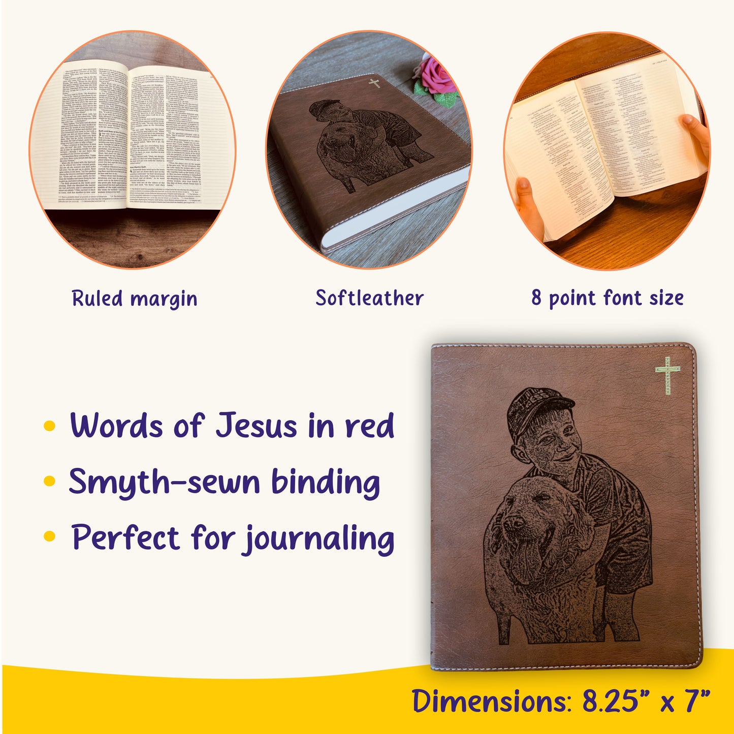 Personalized NIV Journaling Bible, Photo Engraved Cover, Custom Bible for Note Taking, Christian Gift, Baptism Gift, Custom Engraved Bible