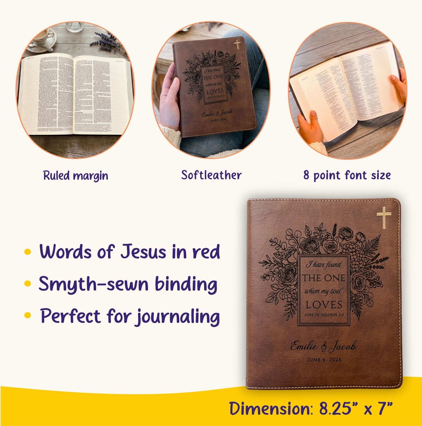Personalized NIV Journaling Family Bible, Wide - Margin, Red Letter, Bible Tabs + Highlighters, Complete Study Set, Wedding & Anniversary Gift - Religious Books - Aylev