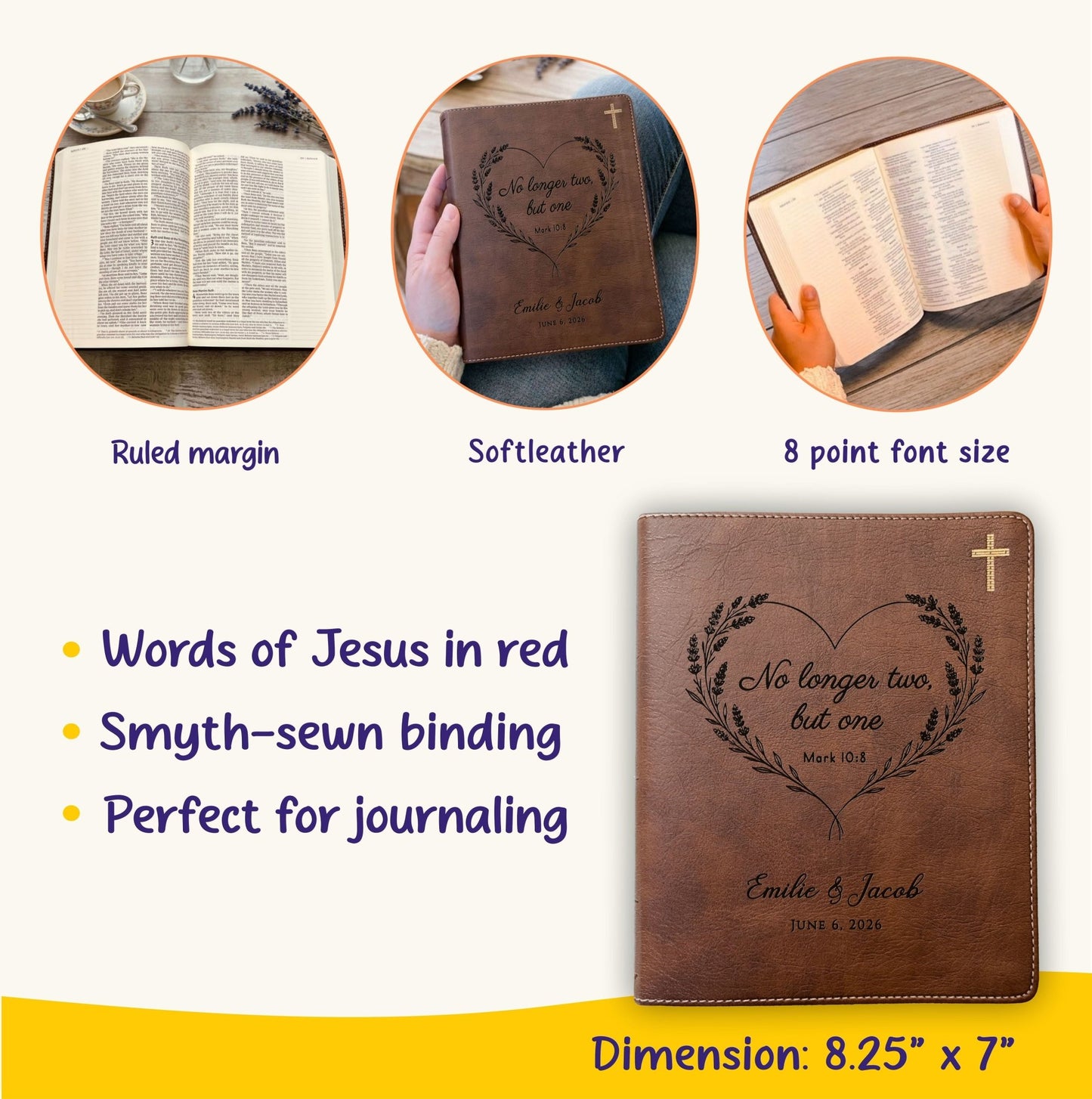 Personalized NIV Journaling Family Bible, Wide - Margin, Red Letter, Bible Tabs + Highlighters, Complete Study Set, Wedding & Anniversary Gift - Religious Books - Aylev