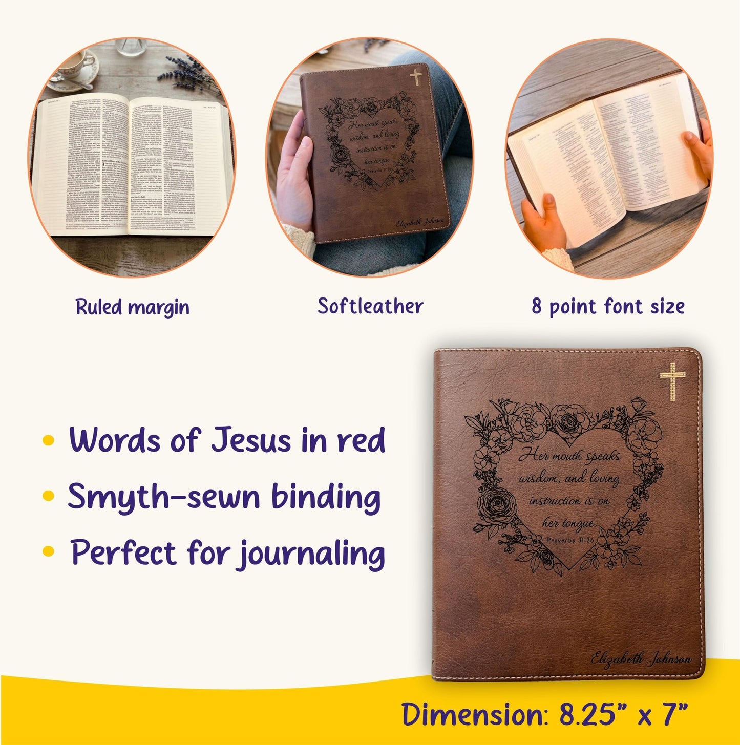 Personalized NIV Journaling Family Bible, Wide - Margin, Red Letter, Bible Tabs + Highlighters, Complete Study Set, Wedding & Anniversary Gift - Religious Books - Aylev