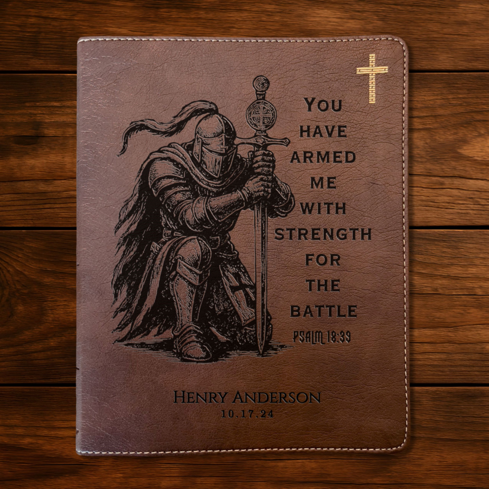 Personalized Bible for Men, NIV Journaling Bible, Custom Bible Engraved Name, Knight Warrior Design, Christian Gift, Bible Gifts for Him