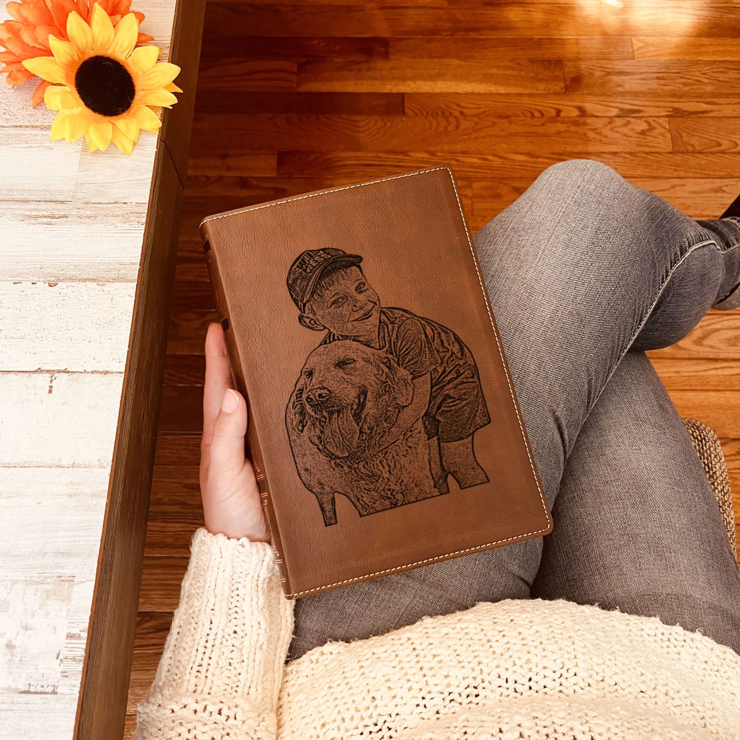 Personalized NKJV Wide Margin Bible, Photo Engraved Cover, Custom Bible for Note Taking, Christian Gift, Baptism Gift, Custom Engraved Bible