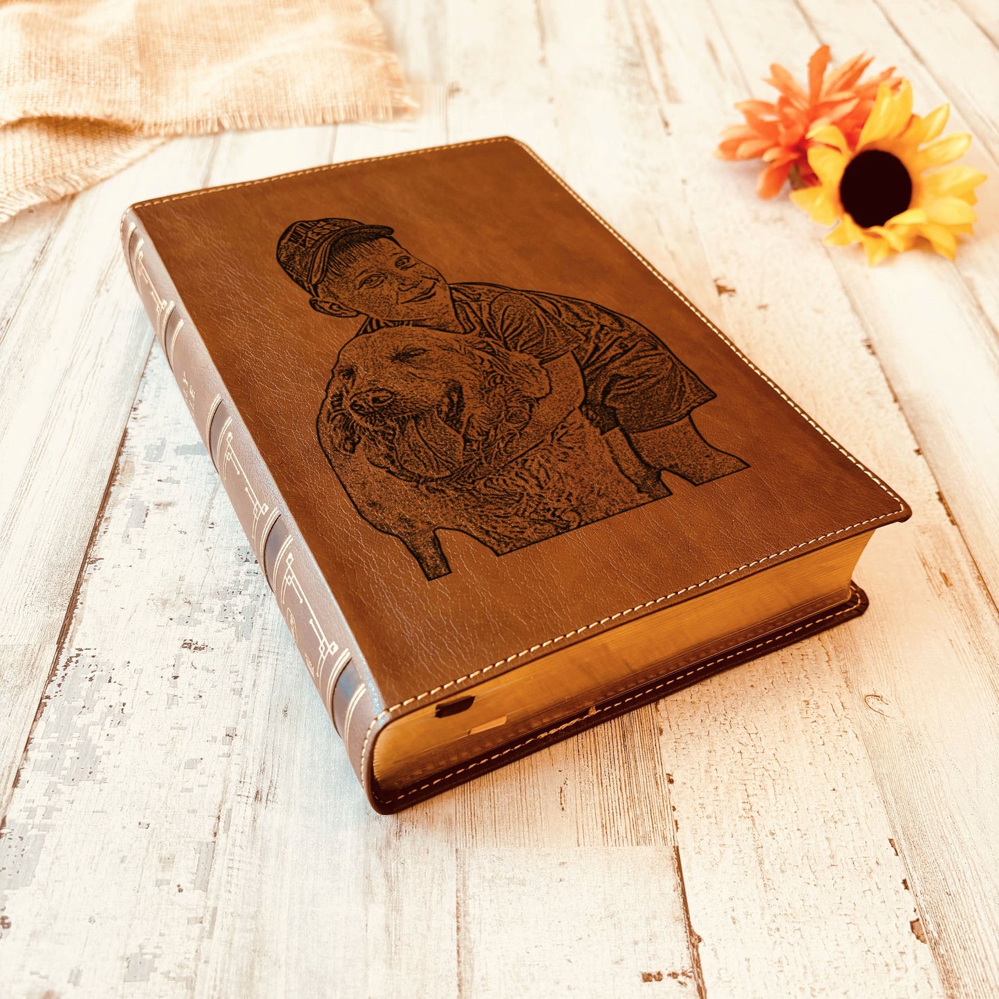 Personalized NKJV Wide Margin Bible, Photo Engraved Cover, Custom Bible for Note Taking, Christian Gift, Baptism Gift, Custom Engraved Bible