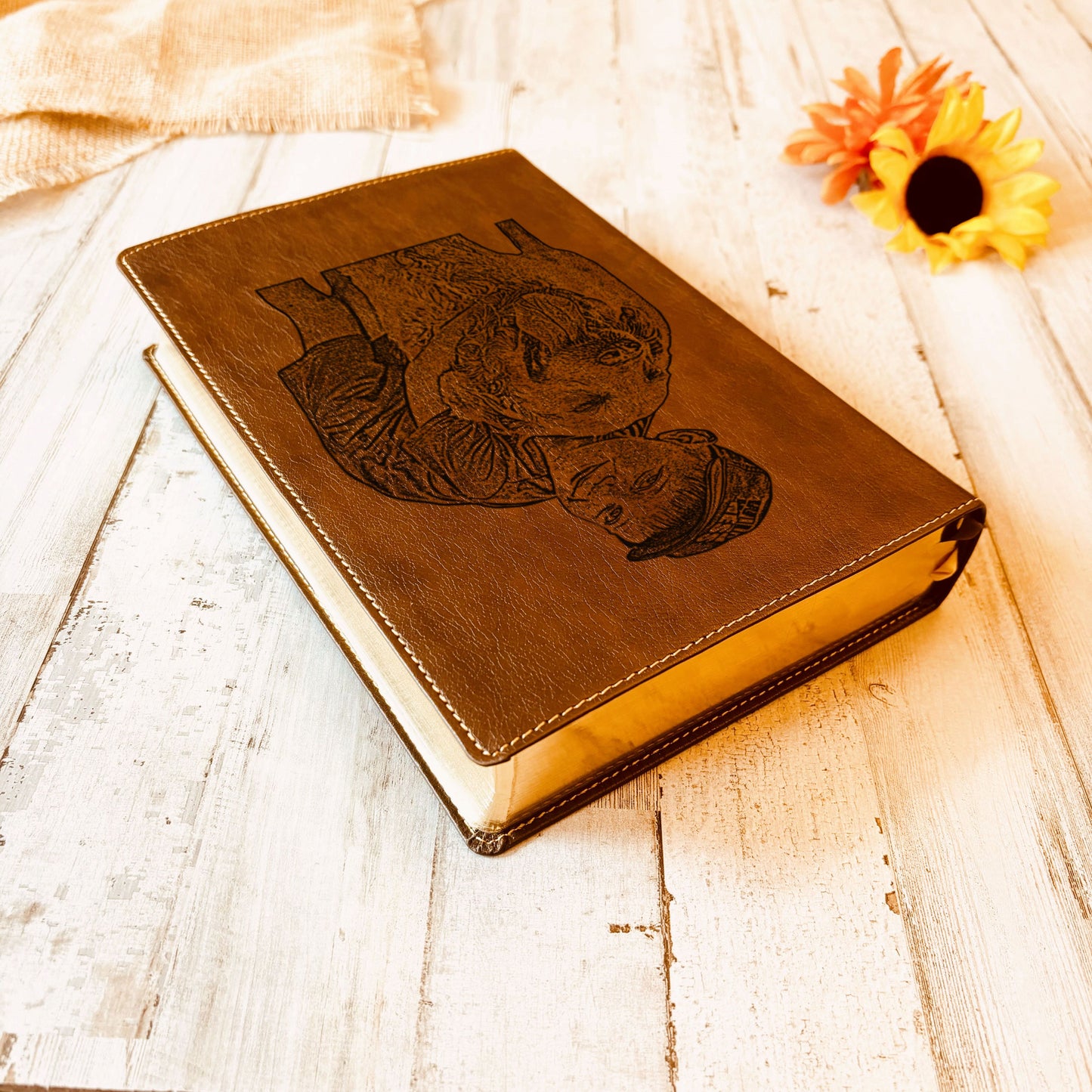 Personalized NKJV Wide Margin Bible, Photo Engraved Cover, Custom Bible for Note Taking, Christian Gift, Baptism Gift, Custom Engraved Bible