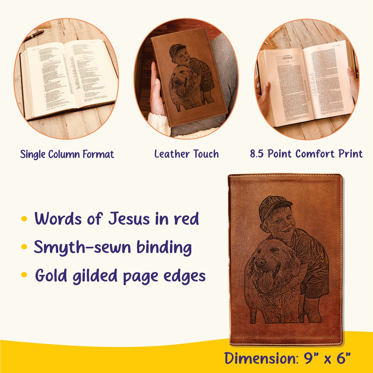 Personalized NKJV Wide Margin Bible, Photo Engraved Cover, Custom Bible for Note Taking, Christian Gift, Baptism Gift, Custom Engraved Bible