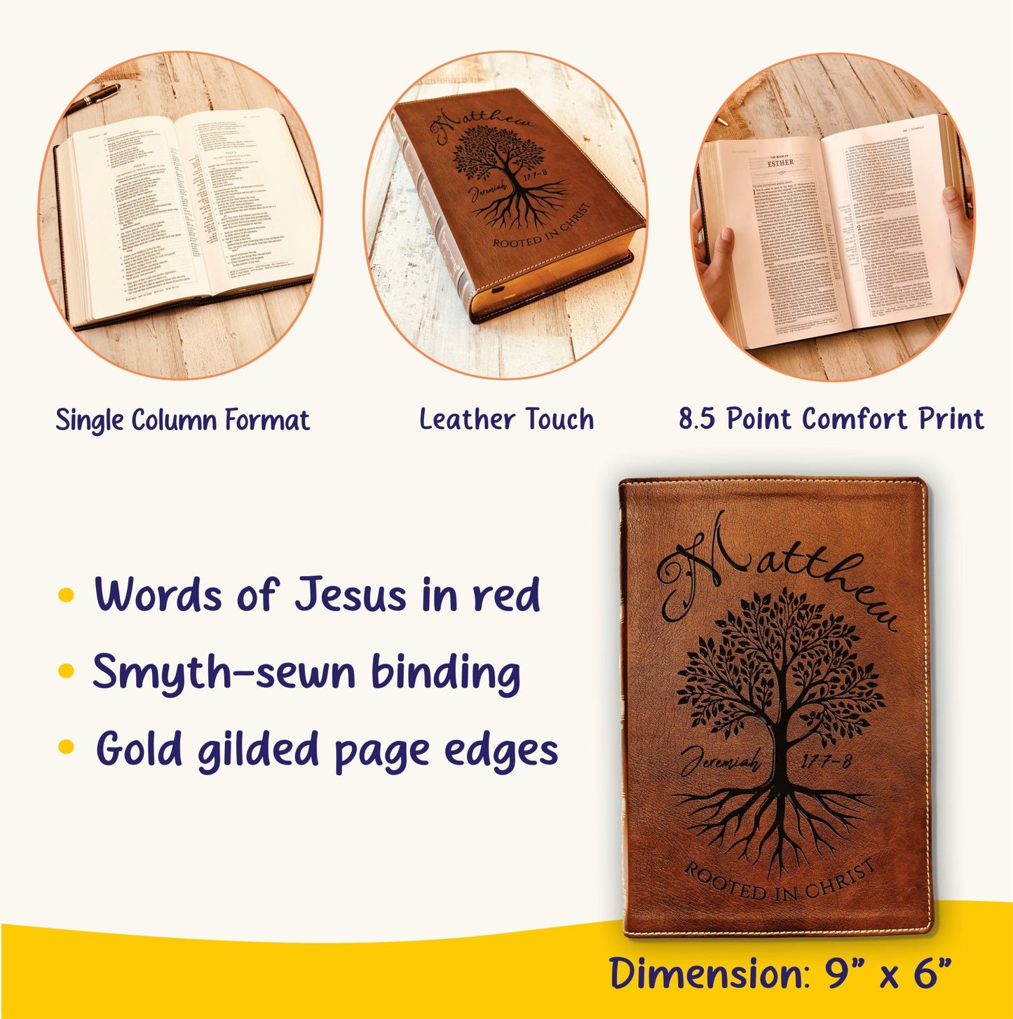 Personalized NKJV Wide - Margin Bible, Custom Engraved Name, Rooted in Christ Tree Design, Christian Gift, Bible Gifts for Her, Gifts for Him - Religious Books - Aylev