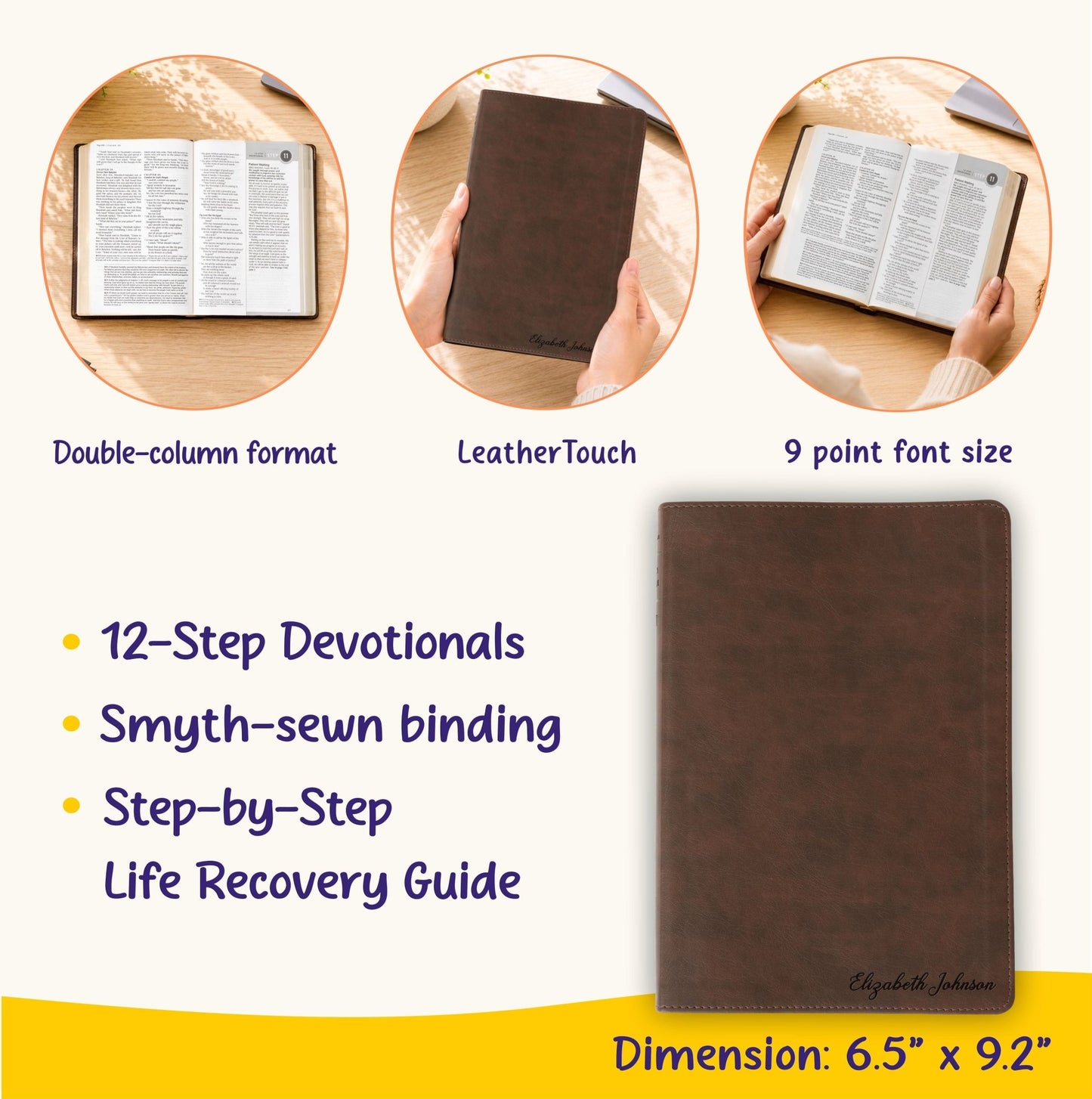 Personalized NLT Life Recovery Bible, Second Edition, Custom Engraved Name, Christian Gift for Sobriety, Recovery for Men & Women - Religious Books - Aylev