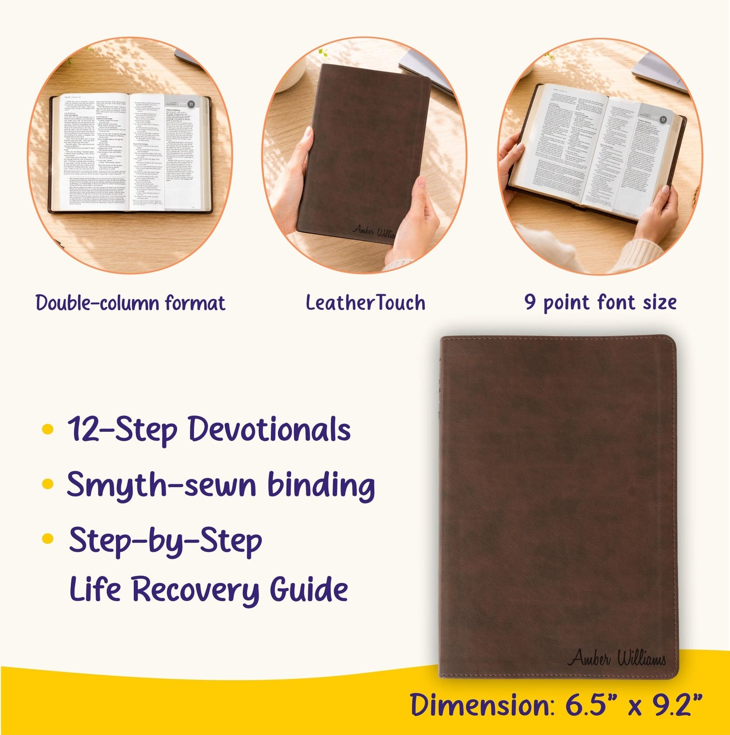 Personalized NLT Life Recovery Bible, Second Edition, Custom Engraved Name, Christian Gift for Sobriety, Recovery for Men & Women - Religious Books - Aylev