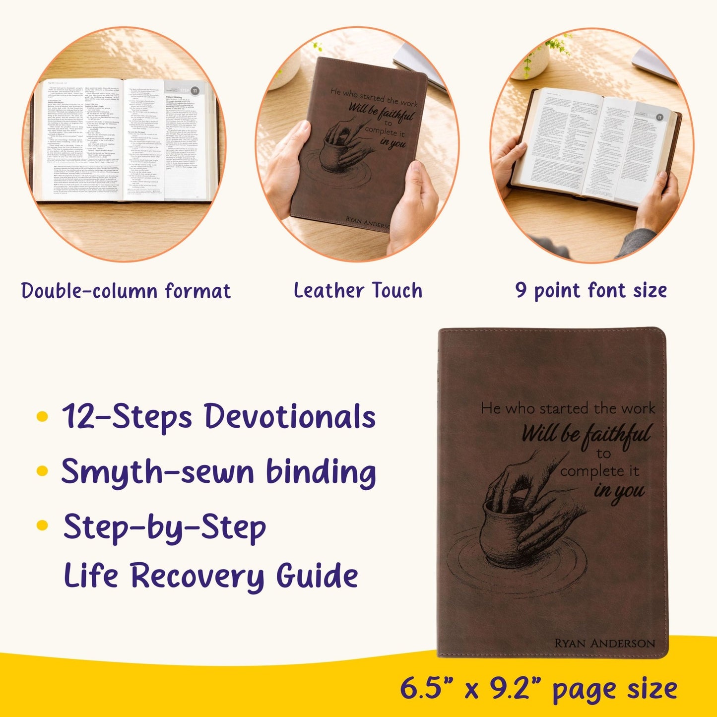 Personalized NLT Life Recovery Bible, Second Edition, Custom Engraved Name, Christian Gift for Sobriety, Recovery for Men & Women - Religious Books - Aylev