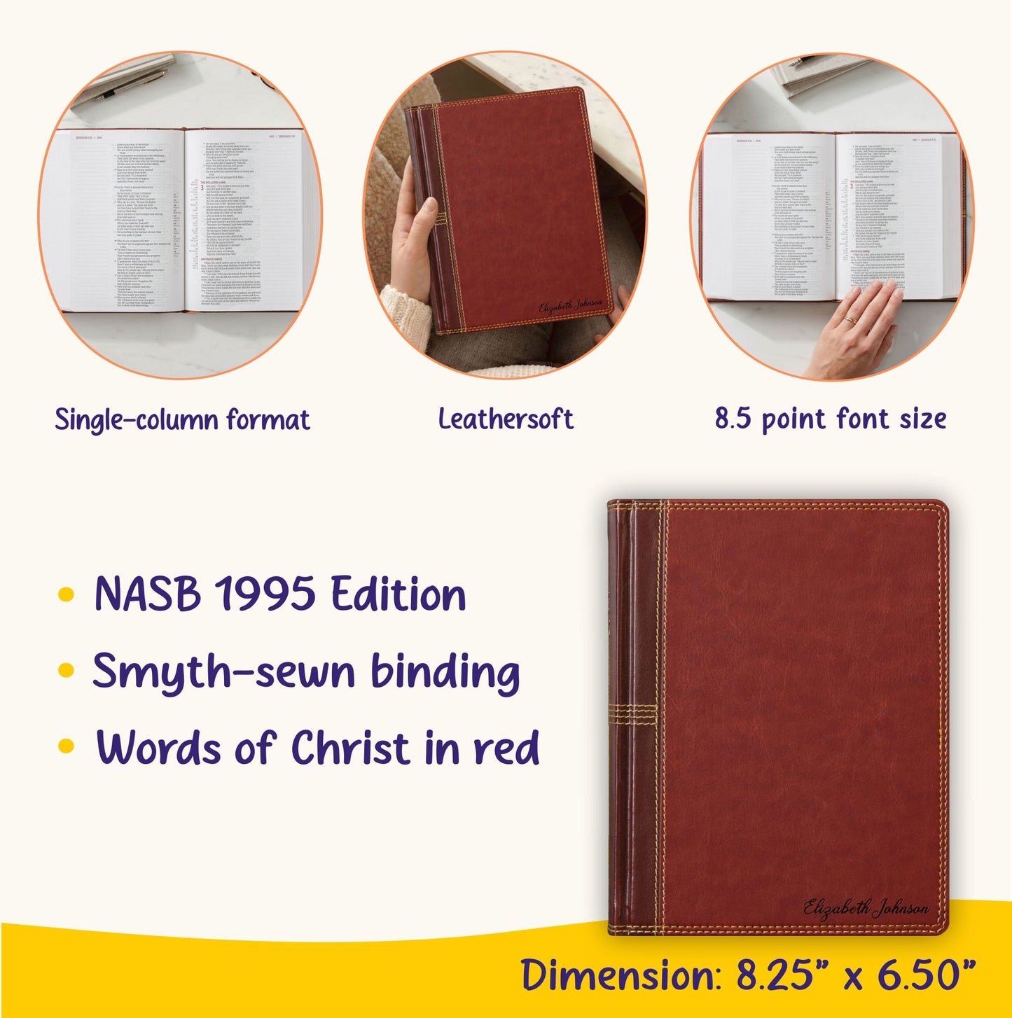 Personalized NASB Single Column Reference Bible, Custom Bible Name Engraved, New American Standard Christian & Baptism Gift for Men or Women - Religious Books - Aylev