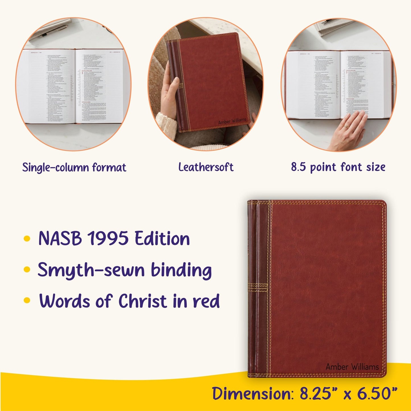 Personalized NASB Single Column Reference Bible, Custom Bible Name Engraved, New American Standard Christian & Baptism Gift for Men or Women - Religious Books - Aylev
