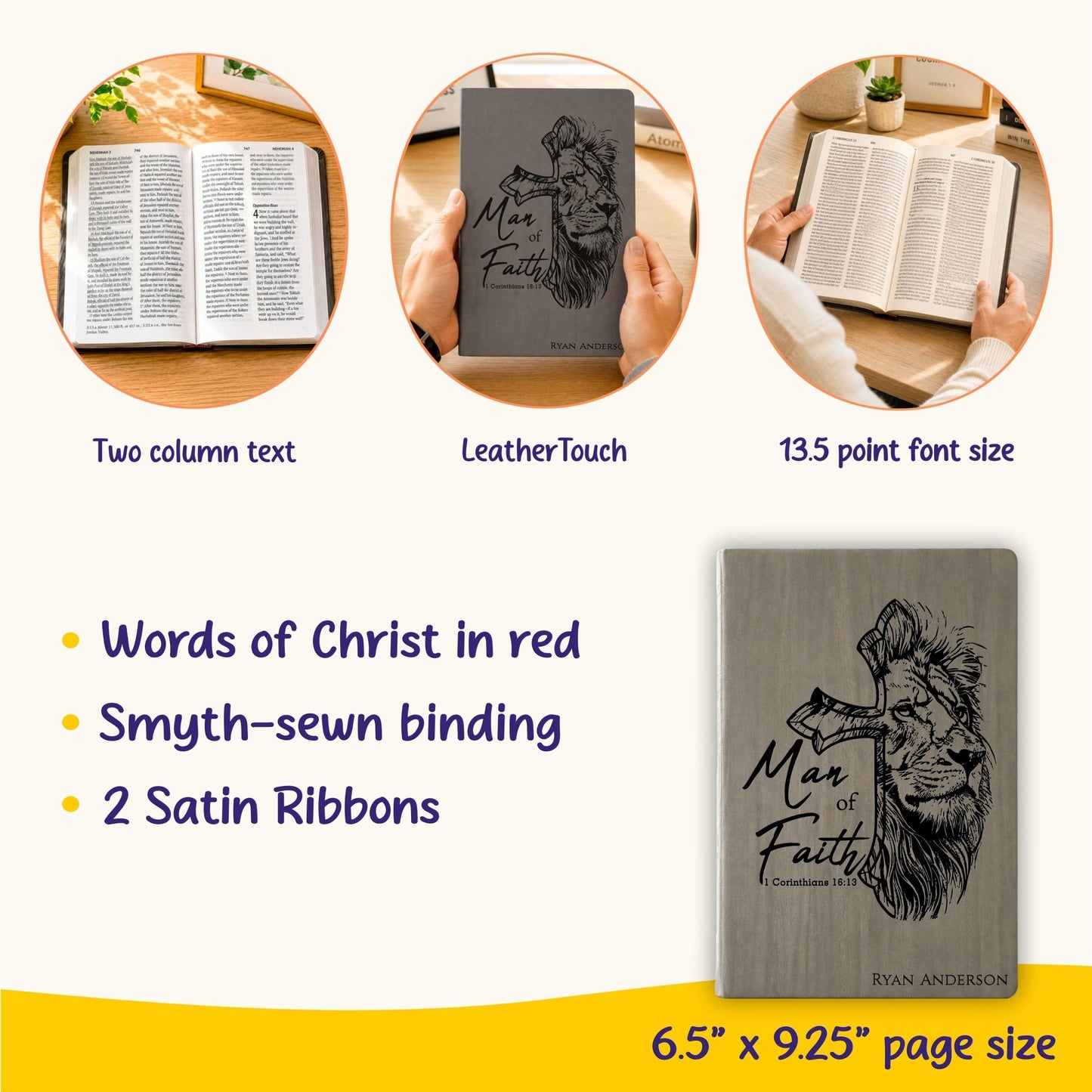Personalized NASB 2020 Giant Print Bible, Custom Engraved Large Print, 13.5 pt Font, Red Letter, Christian Gift for Baptism & Weddings - Religious Books - Aylev