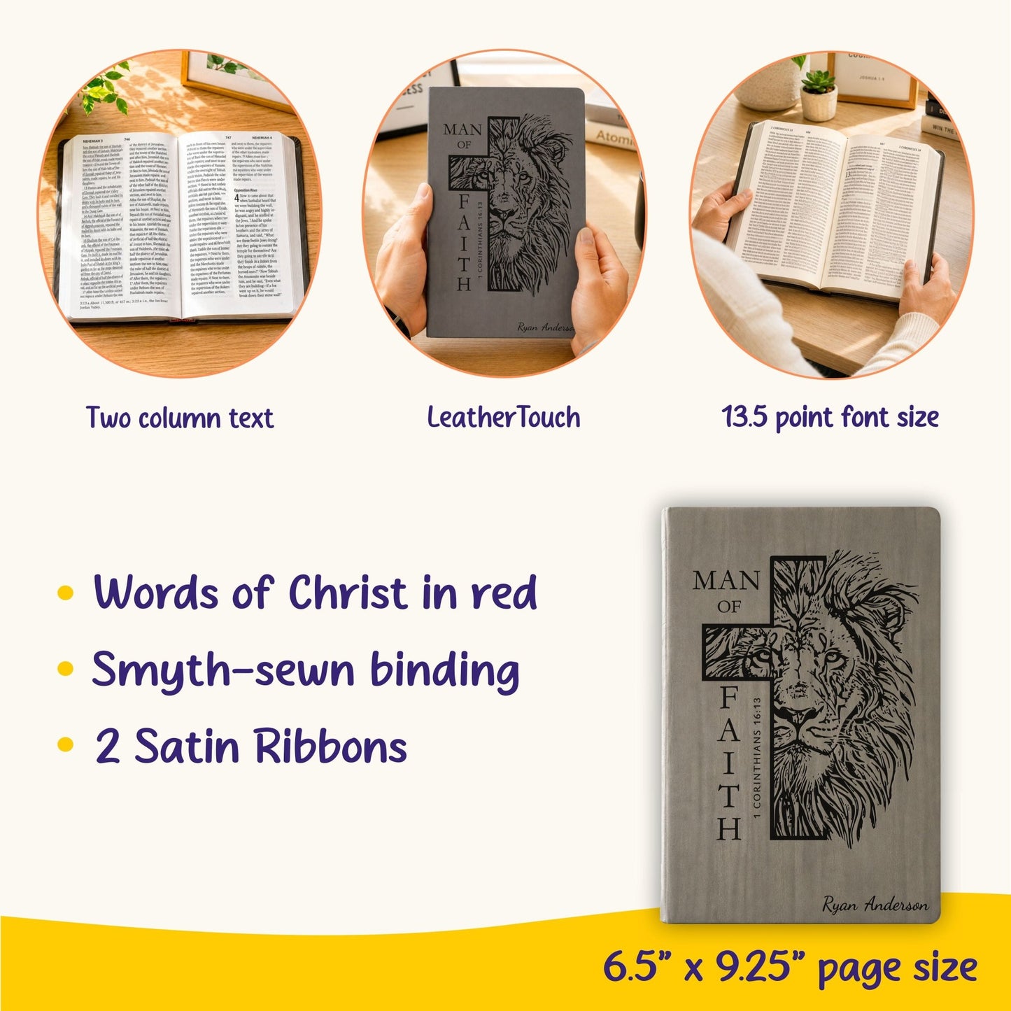 Personalized NASB 2020 Giant Print Bible, Custom Engraved Large Print, 13.5 pt Font, Red Letter, Christian Gift for Baptism & Weddings - Religious Books - Aylev