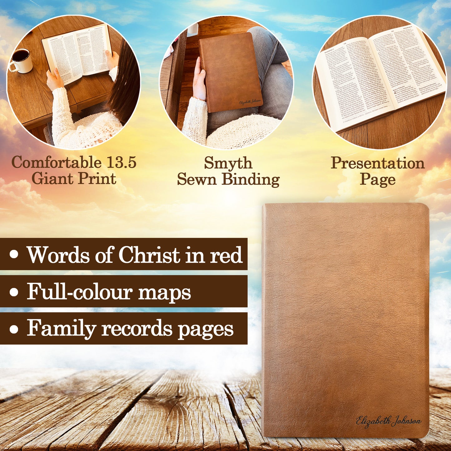 Personalized NASB Bible | NASB Giant Print Bible | Custom Engraved Name | New American Standard Bible Christian Gifts Bible Name Engraved - Aylev