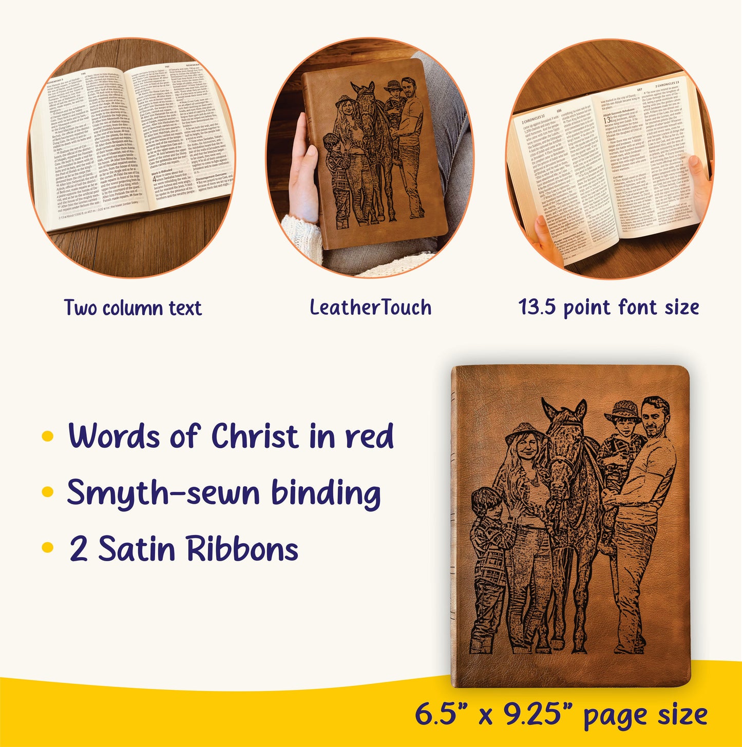 Personalized NASB Giant Print Bible, Your Photo Engraved, Family Records Pages, Custom Engraved Bible, Christian, Baptism, or Wedding Gift