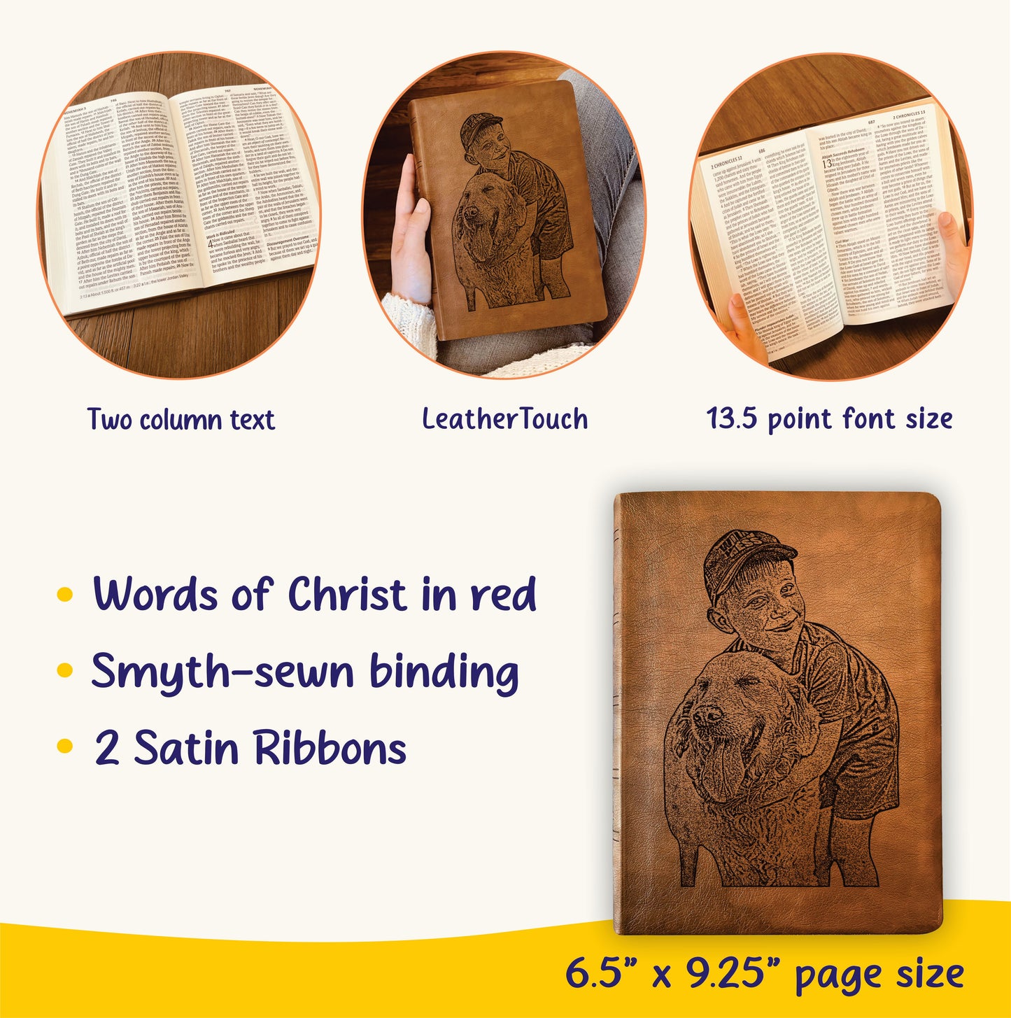 Personalized NASB Giant Print Bible, Your Photo Engraved, Family Records Pages, Custom Engraved Bible, Christian, Baptism, or Wedding Gift