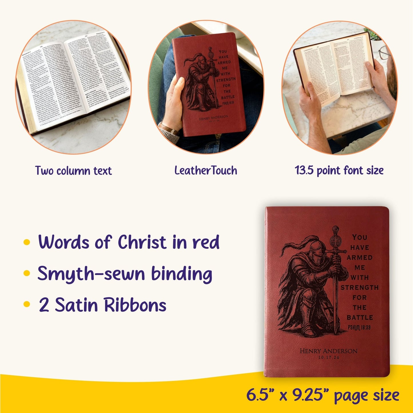 Personalized Bible for Men, NASB Giant Print, Customized Bible Engraved Name, Knight Warrior Design, Christian Gift, Bible Gifts for Him - Religious Books - Aylev