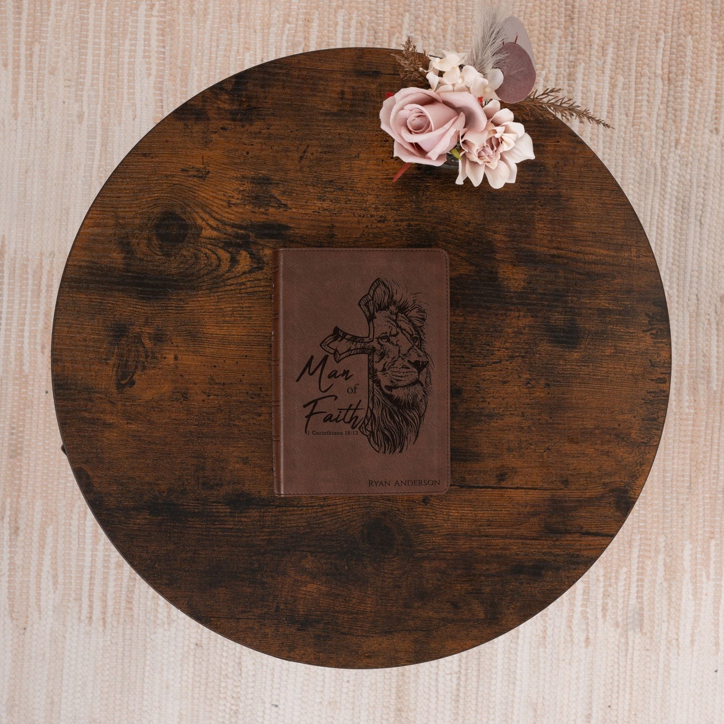 Personalized NASB 1995 Large Print Compact Bible, Custom Engraved Name, Man of Faith Lion Design, Christian Gift, Baptism Gift, Gift for Him - Religious Books - Aylev
