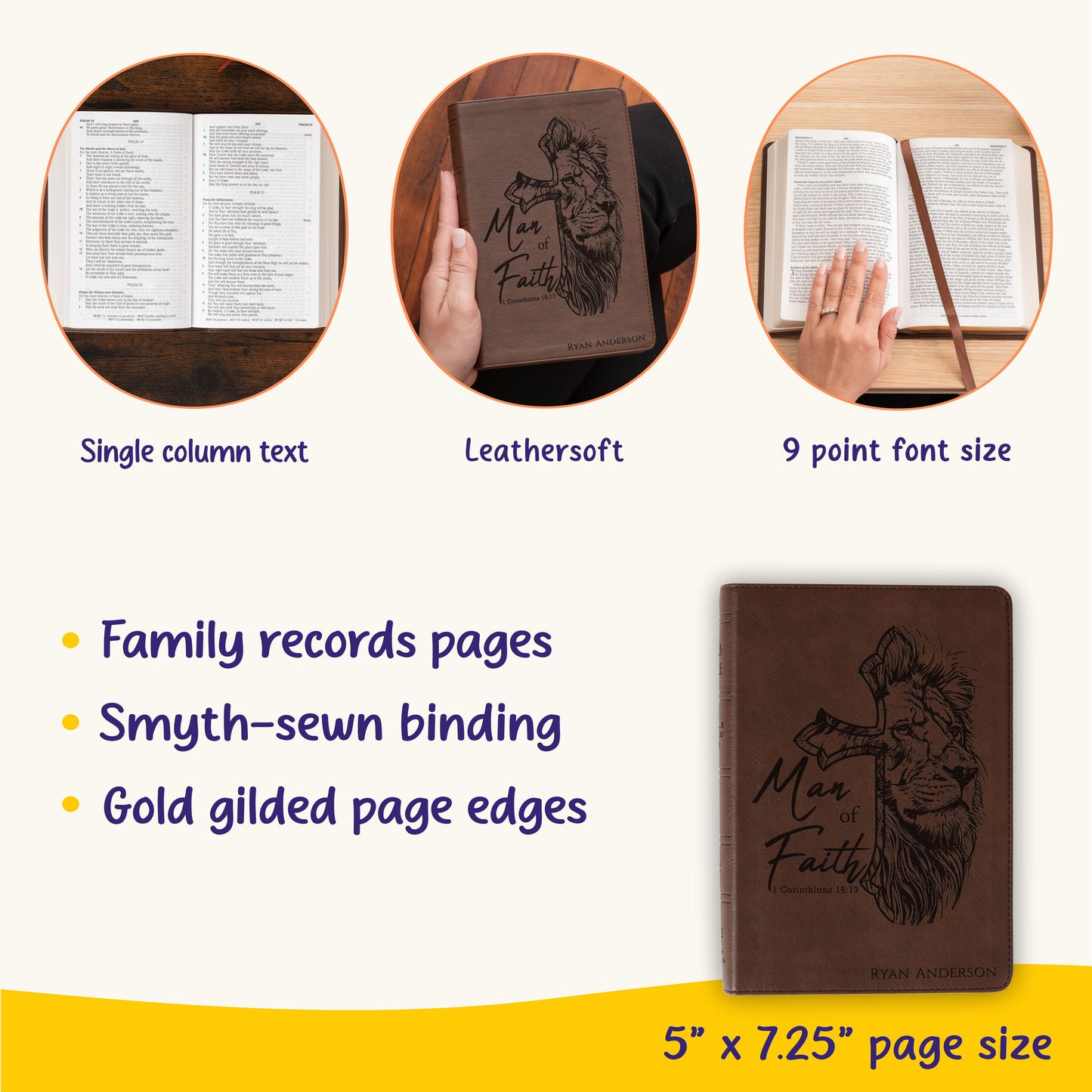 Personalized NASB Large-Print Bible, Custom Name Engraved, New American Standard, Christian Gift for Him