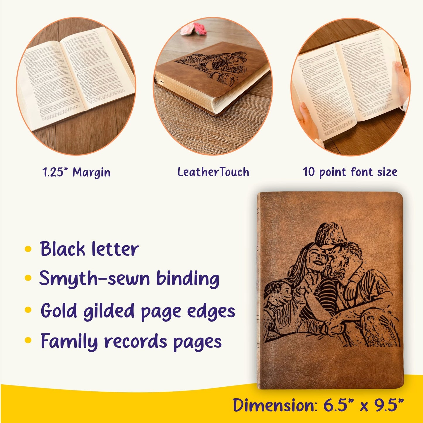 Personalized NASB Wide Margin Bible, Photo Engraved Cover, Custom Bible for Note - Taking, Christian Gift, Wedding Gift, Custom Engraved Bible - Religious Books - Aylev