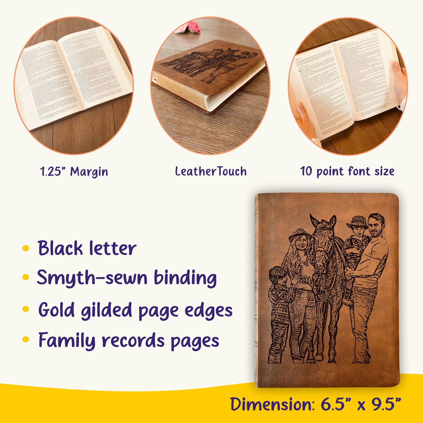 Personalized NASB Wide Margin Bible, Photo Engraved Cover, Custom Bible for Note-Taking, Christian Gift, Wedding Gift, Custom Engraved Bible