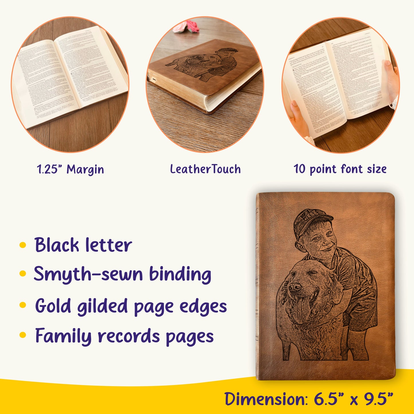 Personalized NASB Wide Margin Bible, Photo Engraved Cover, Custom Bible for Note-Taking, Christian Gift, Wedding Gift, Custom Engraved Bible