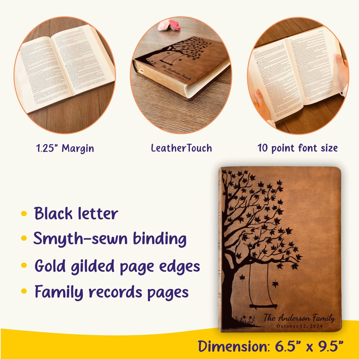 Personalized NASB Family Bible, NASB Custom Family Tree Bible, Wide Margin, Custom Engraved Bible for Wedding, Christian Gift, Wedding Gift - Religious Books - Aylev